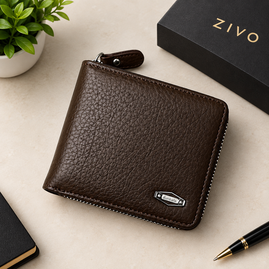 Premium Gold Zip Leather Wallet for Men