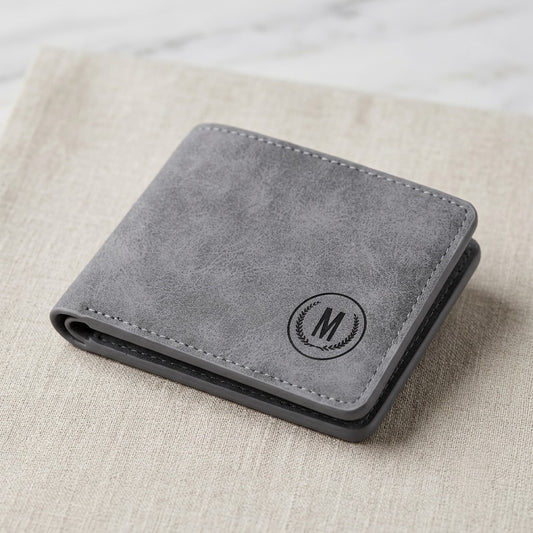 Premium Men's Leather Wallet – M Logo