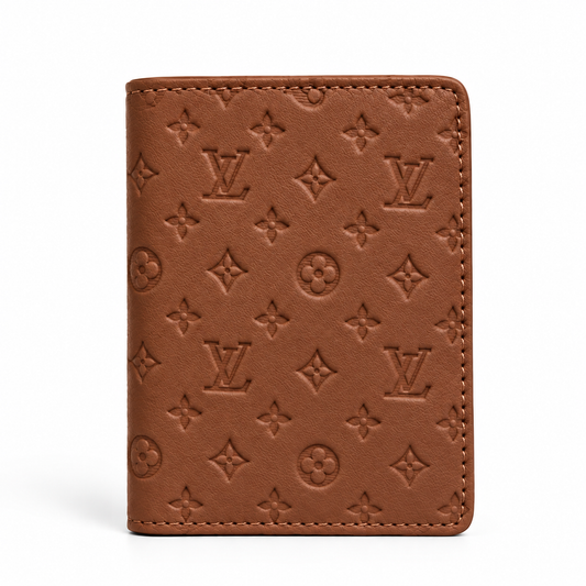 Premium Monogram Bifold Wallet – Beige