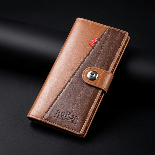 WAGLOK Dual-Tone Magnetic Button Long Wallet