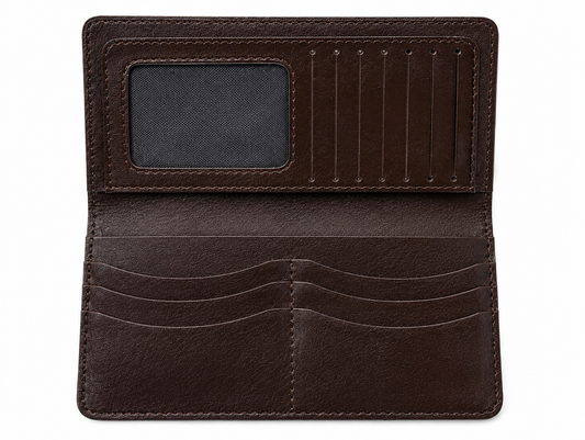 Dark Brown Premium Leather Long Wallet