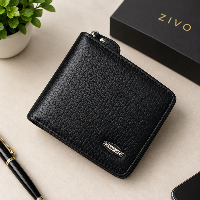 Premium Gold Zip Leather Wallet for Men