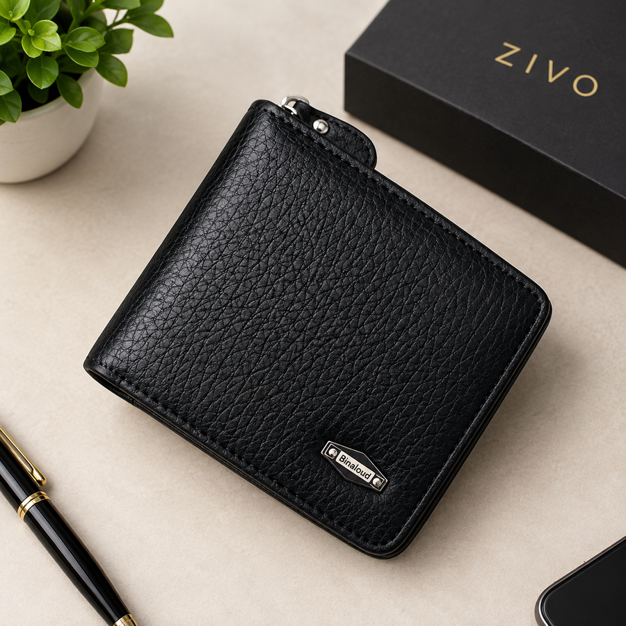 Premium Gold Zip Leather Wallet for Men