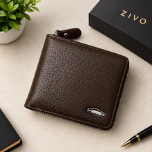 Premium Gold Zip Leather Wallet for Men