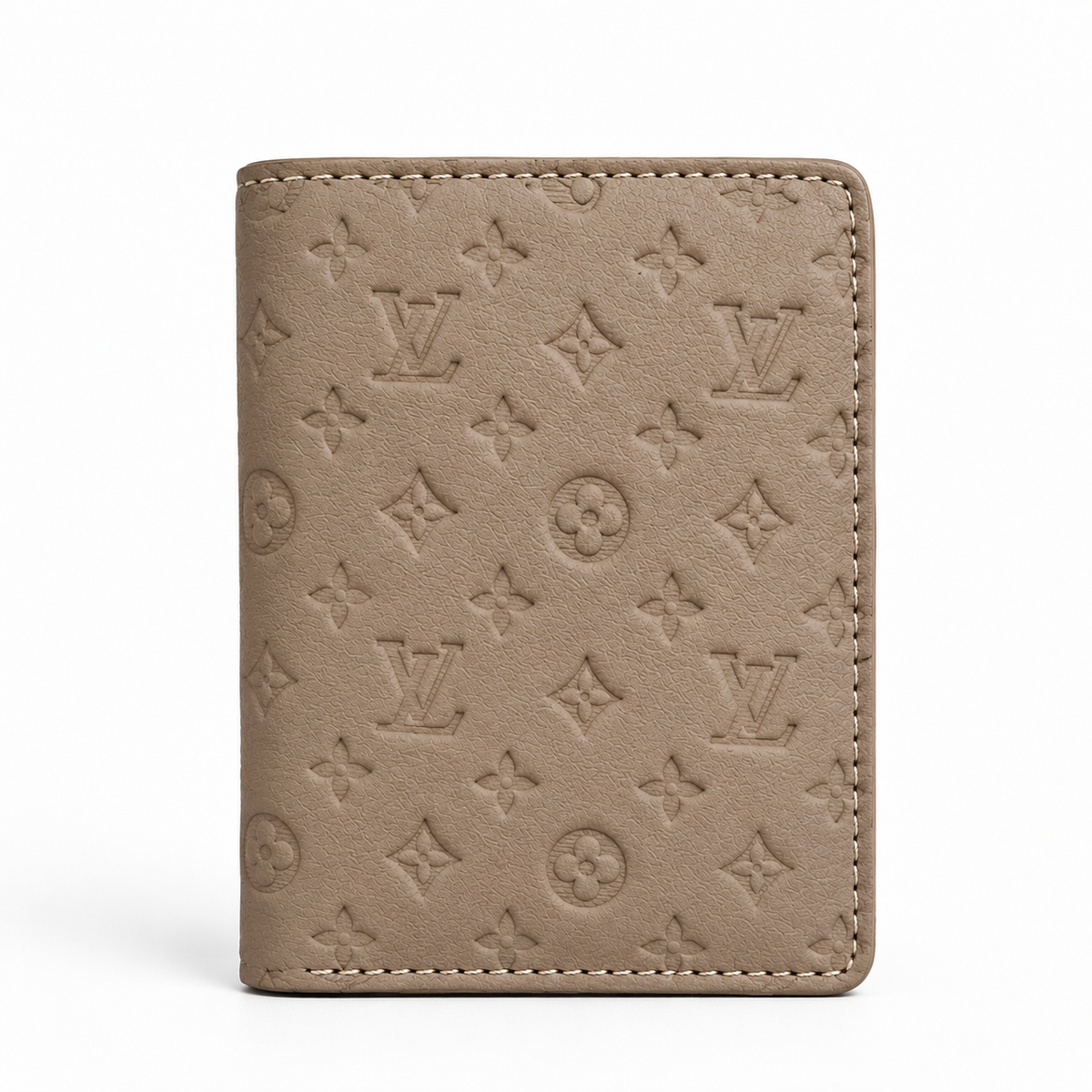 Premium Monogram Bifold Wallet – Beige