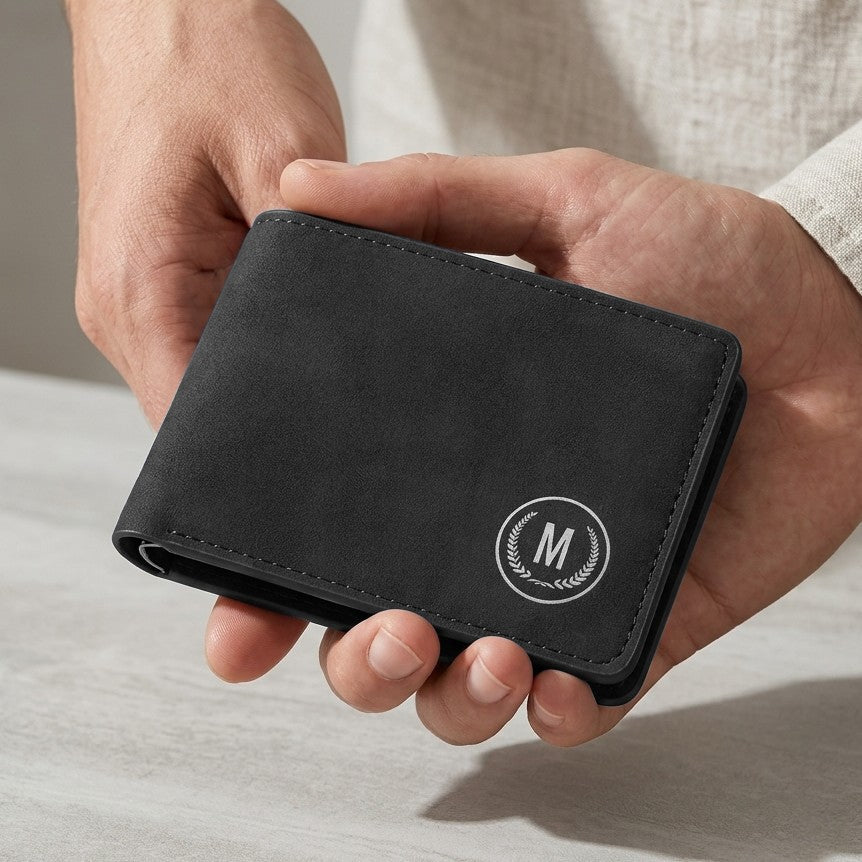 Premium Men's Leather Wallet – M Logo